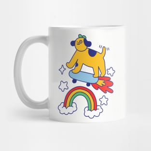 Dog Flying On A Skateboard Mug